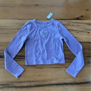 Gap Kids Purple Long Sleeve Shirt With Heart Size Large (10) NWT